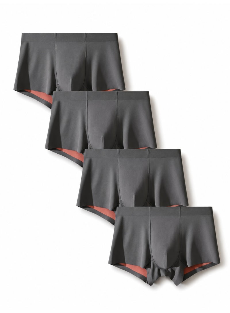 Men's Modal Boxer Briefs 4 Pack Antibacterial Mulberry Silk Crotch Ultra Soft Moisture Wicking No Ride Up L-3XL Daily Wear - Image 1