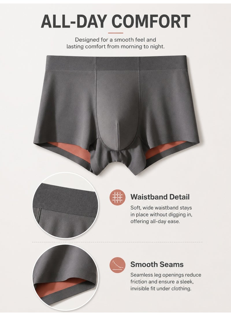 Men's Modal Boxer Briefs 4 Pack Antibacterial Mulberry Silk Crotch Ultra Soft Moisture Wicking No Ride Up L-3XL Daily Wear - Image 4