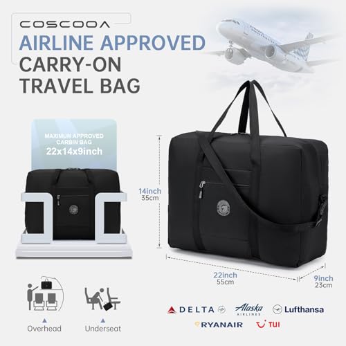 COSCOOA Carry On Luggage 22x14x9 Airline Approved,Lightweight Duffle Bag for Travel, Waterproof Weekender Overnight Bags for Traveling Airplane for Women and Men 40L - Image 3