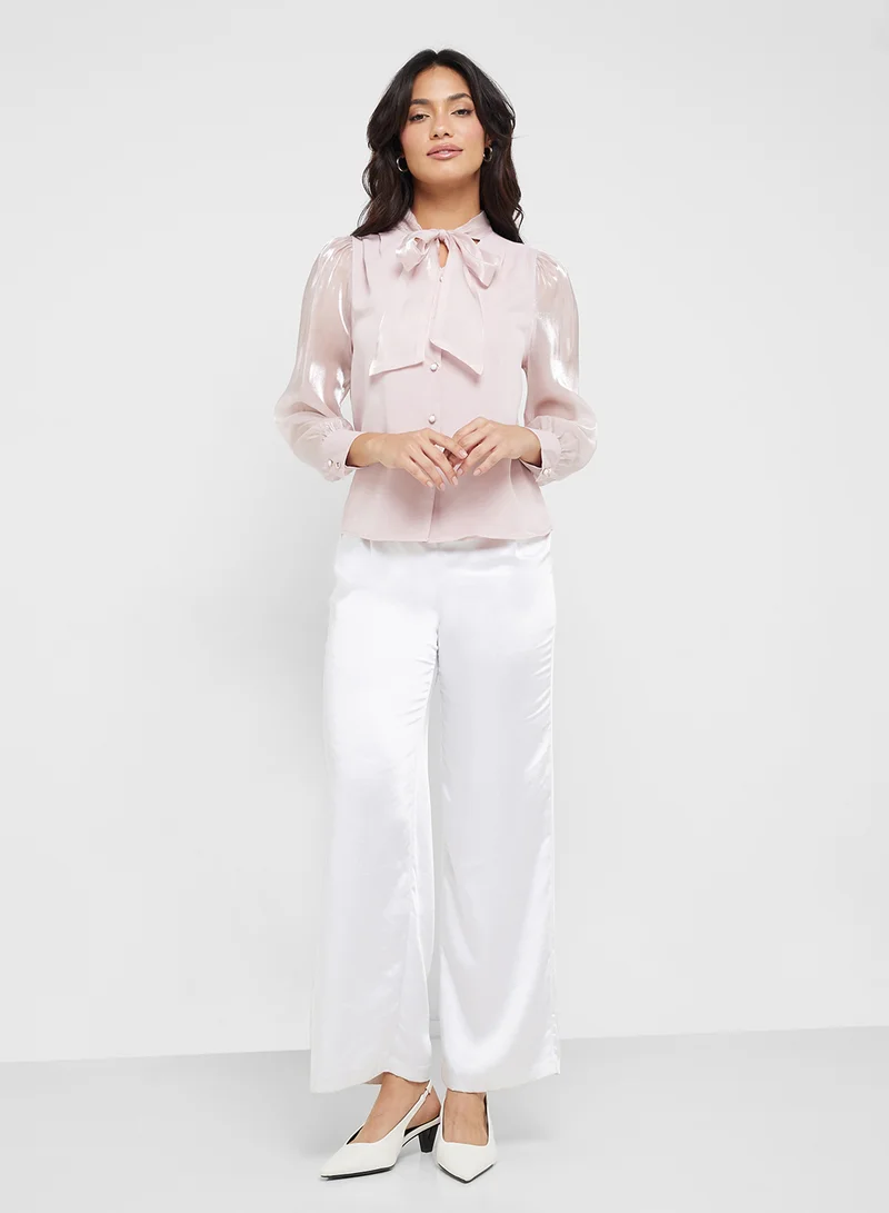 ELLA Blouse With Neck Tie Up