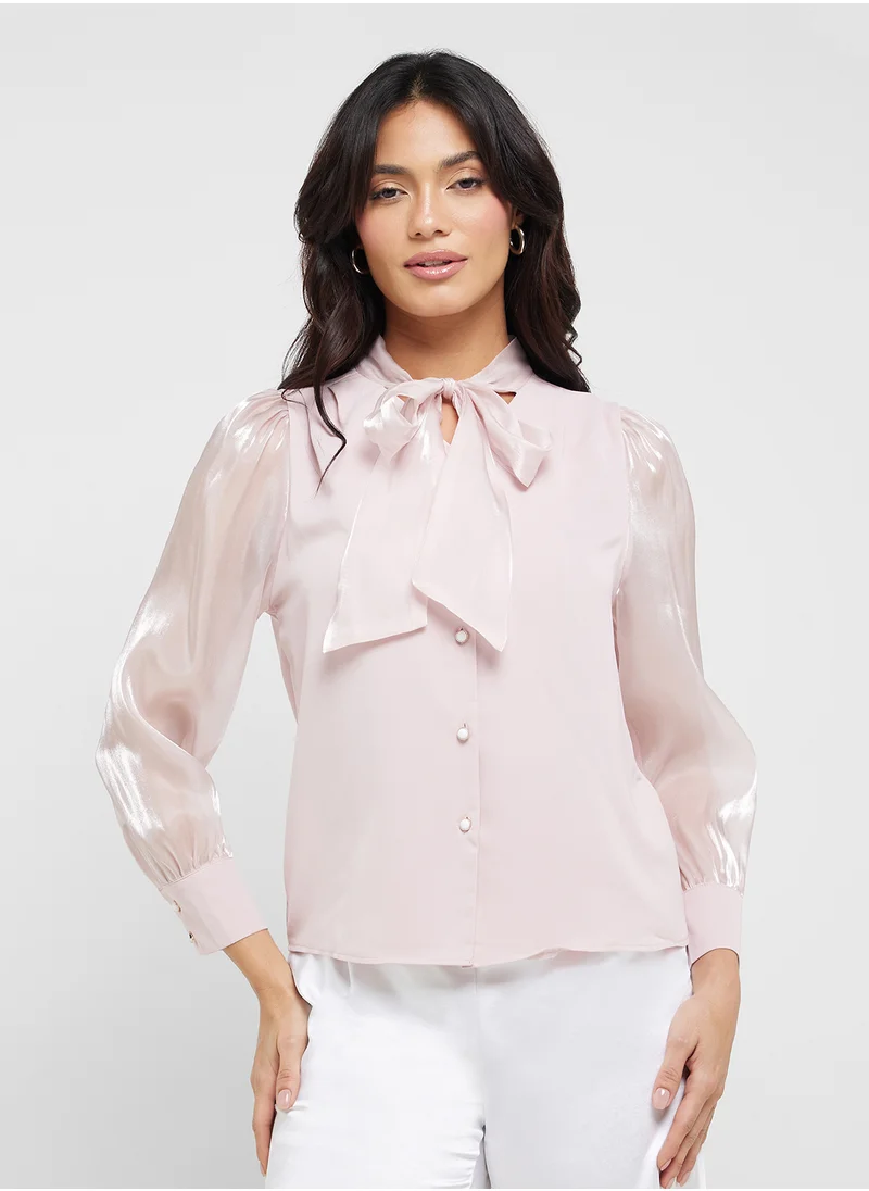 ELLA Blouse With Neck Tie Up