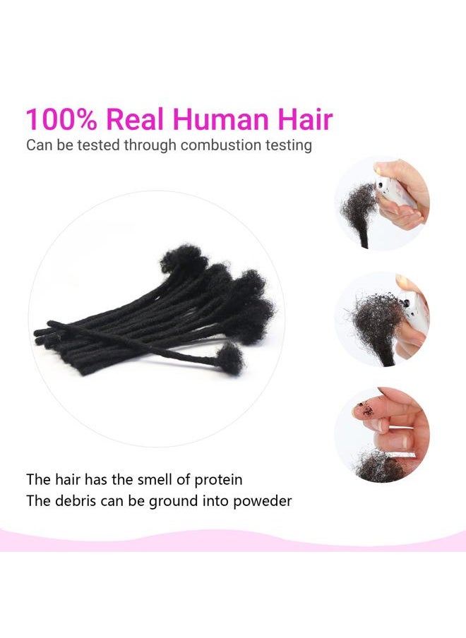 Vlliyava - 0.2 cm Width 6 Inch 60 Strands Human Hair Loc Extensions, Natural Black 100% Full Handmade Permanent Real Human Hair Dreadlock Extensions for Women/Men/Kids Can Be Dyed Bleached Curled Twisted - Image 1