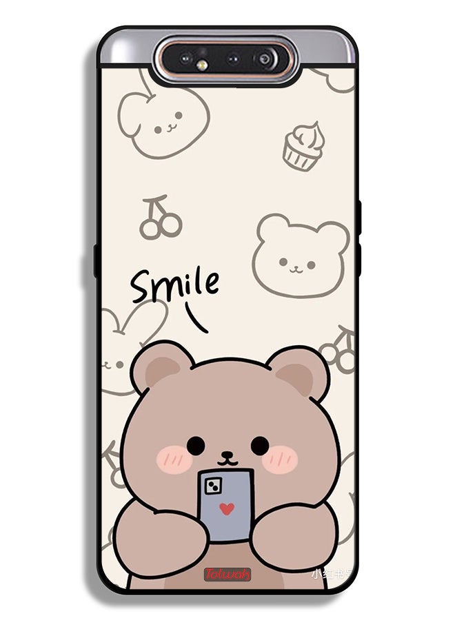 Tolwak Samsung Galaxy A80 Protective Case Cover Smile Bear Art - Image 1