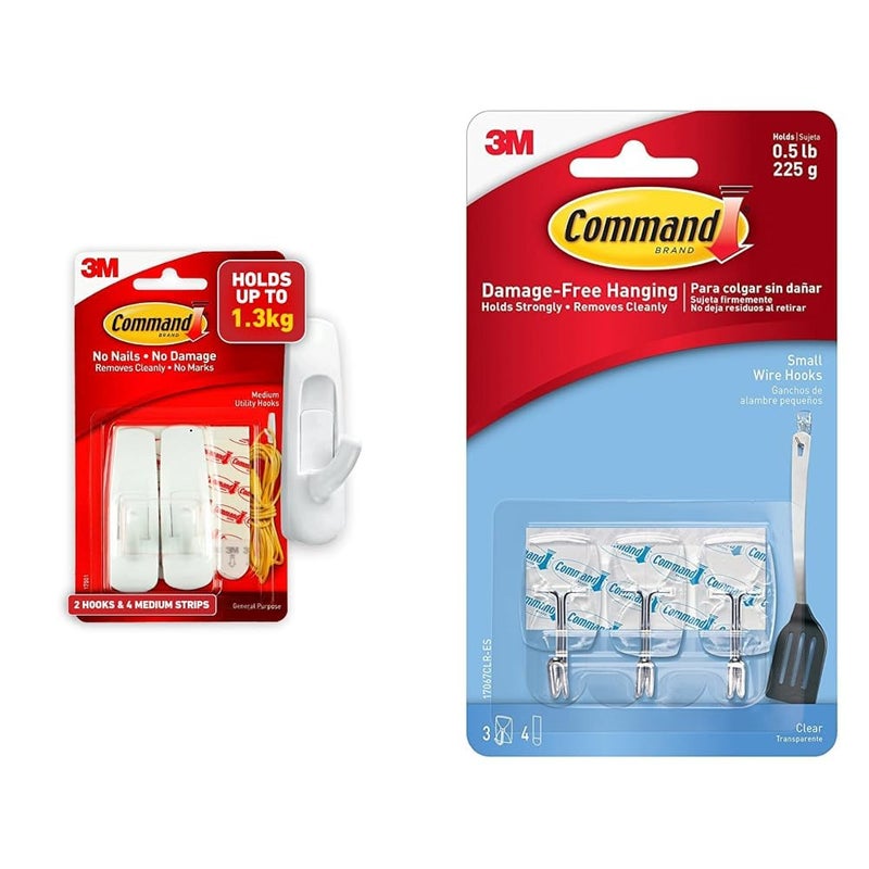 Command Command Plastic Medium Utility Wall Hooks Up to 13Kg Heavy Duty Holds Strongly Reusable Adhesi  - Image 1