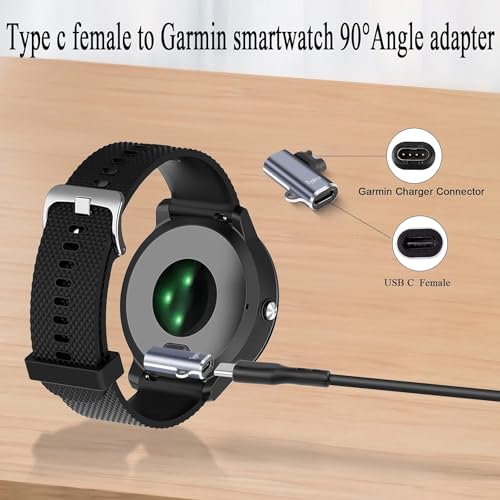 ETZIN USB C Watch 90° Angle Adapter Connector, Charging Head to Type C Female Right Angle Converter Coupler, Aluminum, for Smartwatch/Bracelet, Blue Gray(L Shape, Pack-of-1) - Image 3
