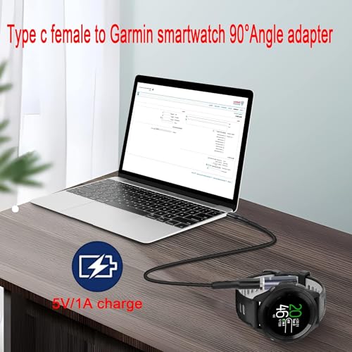 ETZIN USB C Watch 90° Angle Adapter Connector, Charging Head to Type C Female Right Angle Converter Coupler, Aluminum, for Smartwatch/Bracelet, Blue Gray(L Shape, Pack-of-1) - Image 2