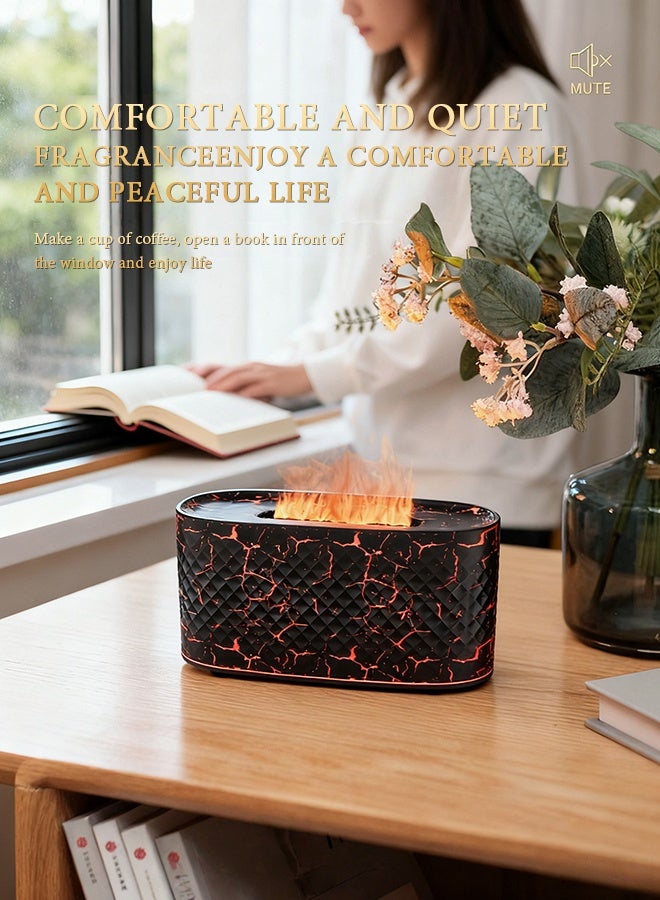 آي كي جهاز تعطير بنظام لهب 300 مل – مرطب هواء بالموجات فوق الصوتية مع تصميم متشقق وإضاءة ملونة وإيقاف تلقائي ذكي، معطر للجو للمنازل والمكاتب والسبا (أسود) - Image 3