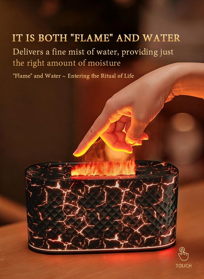 آي كي جهاز تعطير بنظام لهب 300 مل – مرطب هواء بالموجات فوق الصوتية مع تصميم متشقق وإضاءة ملونة وإيقاف تلقائي ذكي، معطر للجو للمنازل والمكاتب والسبا (أسود) - Image 2