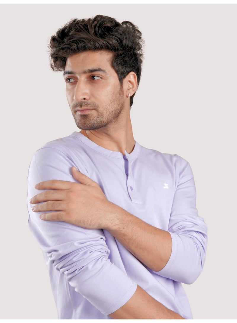 ROAR FOR GOOD Men's Long Sleeve Henley T-Shirt | Casual Cotton Blend Regular Fit 3-Button Neck Tee - Image 2