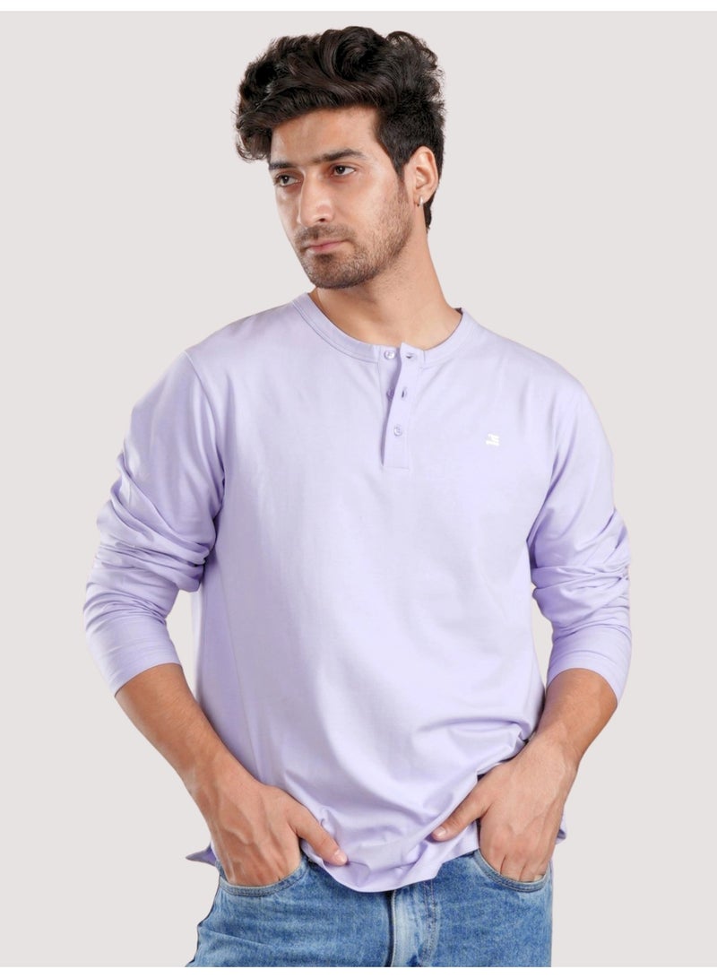 ROAR FOR GOOD Men's Long Sleeve Henley T-Shirt | Casual Cotton Blend Regular Fit 3-Button Neck Tee - Image 1