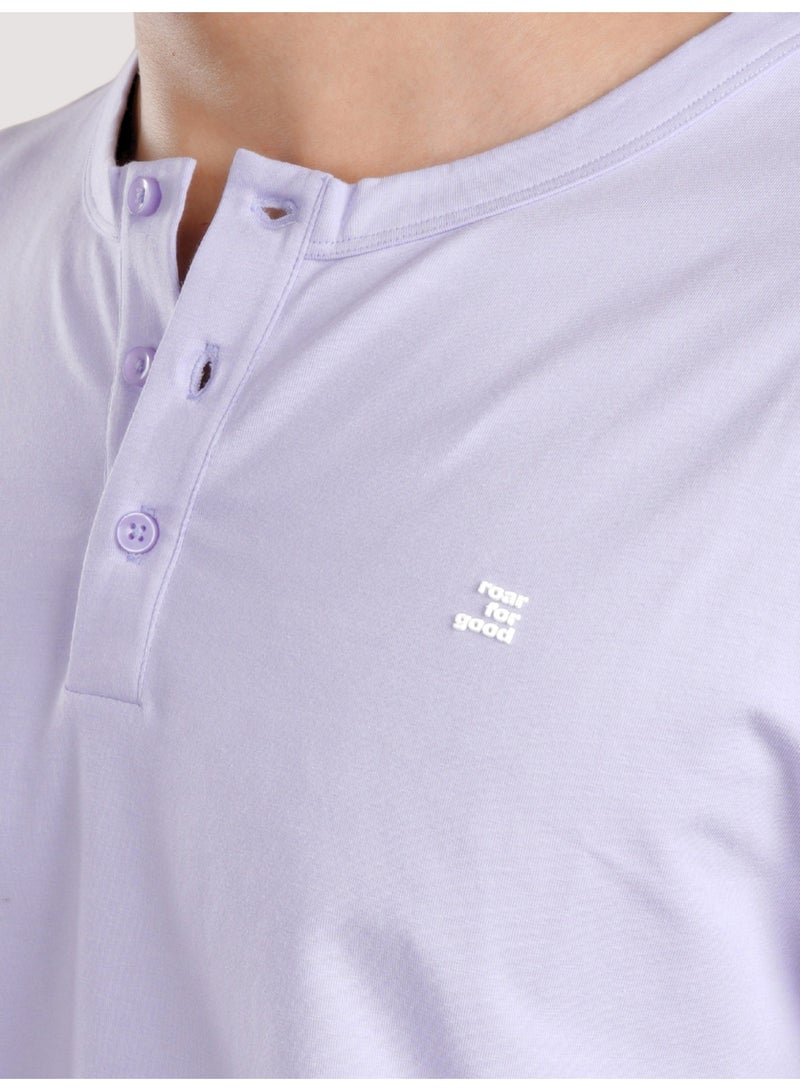 ROAR FOR GOOD Men's Long Sleeve Henley T-Shirt | Casual Cotton Blend Regular Fit 3-Button Neck Tee - Image 3
