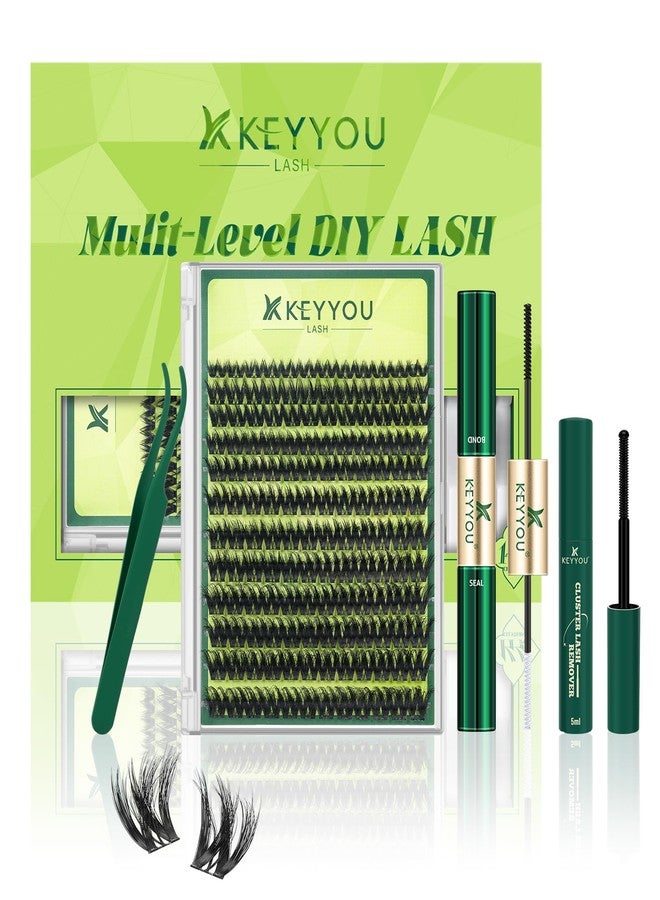 KEYYOU Lash Extension Kit 3D Effect Volume Lash Clusters Kit 144pcs D Curl Waterproof Kit DIY Eyelash Extension Kit with Bond and Seal Lashes Glue Remover Applicators (Kit-PuffSilk V3D01-8-18MIX) - Image 1