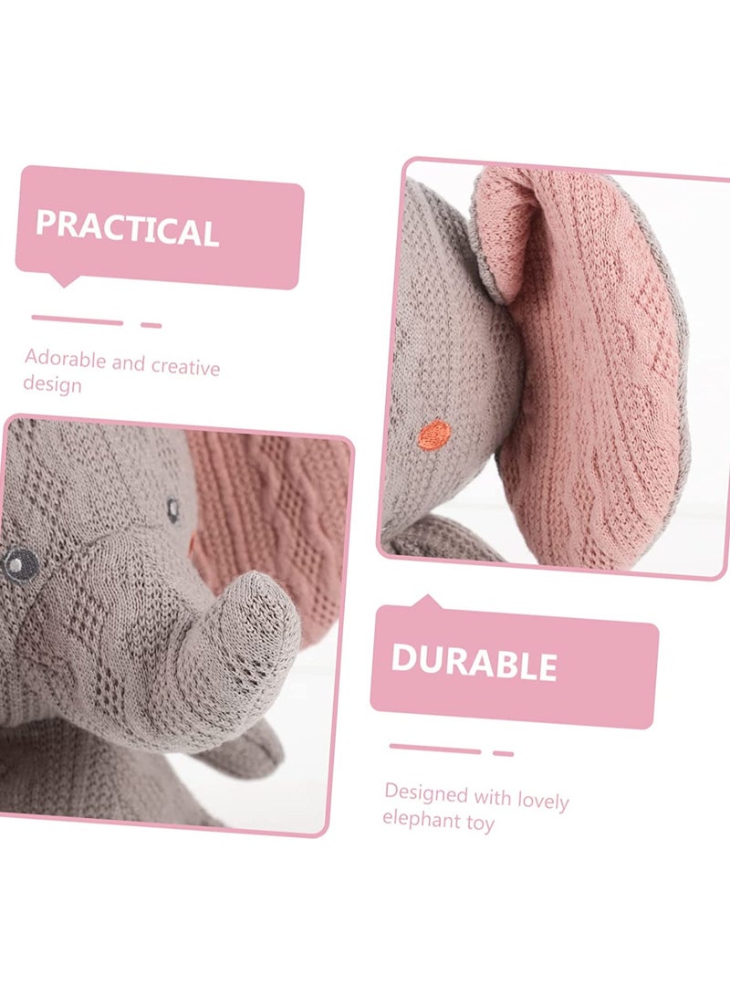 SYOSI Elephant Plush Stuffed Animal Toy for 3-6 Months Newborn, Stuffed Animal Toy and Wooden Rattle Elephant Plush Toy Stuffed Animal Toy Handmade Elephant Crochet for Newborn Sleeping and Teething - Image 5
