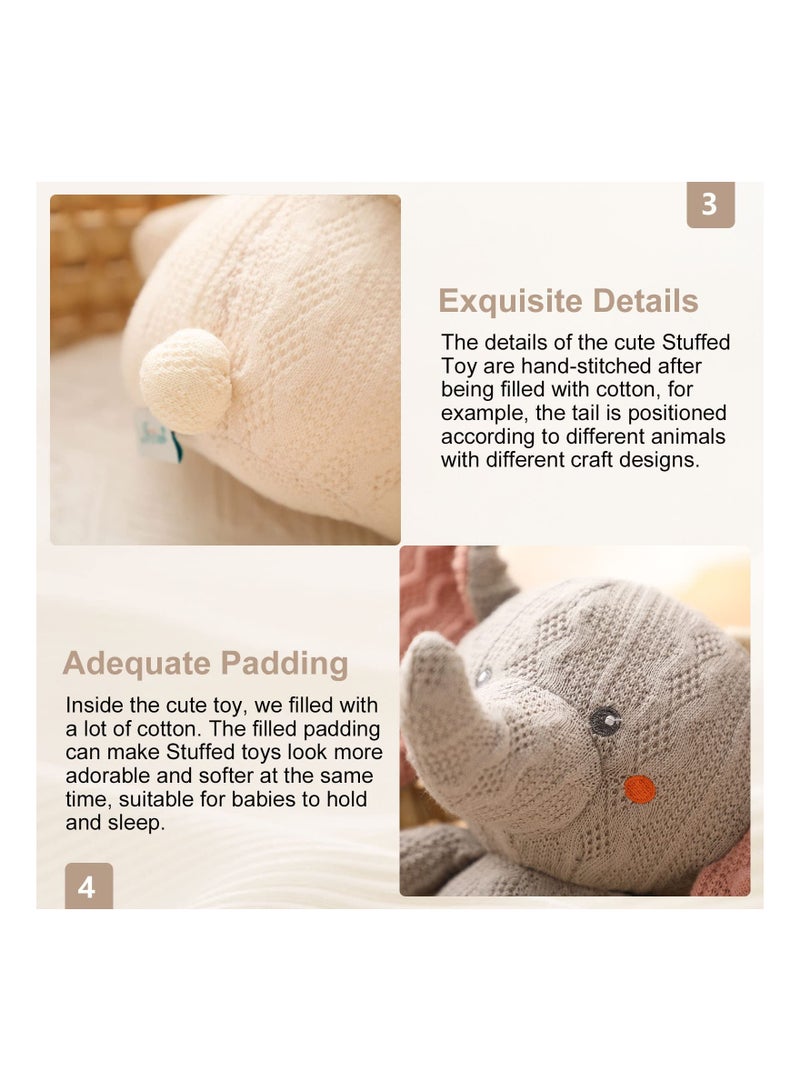 SYOSI Elephant Plush Stuffed Animal Toy for 3-6 Months Newborn, Stuffed Animal Toy and Wooden Rattle Elephant Plush Toy Stuffed Animal Toy Handmade Elephant Crochet for Newborn Sleeping and Teething - Image 4