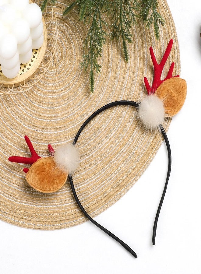 Etercycle Antler Headband, Cute Deer Ear Christmas Headbands for Women, Red Elk Hair Bands Reindeer Christmas Party Headbands - Image 3