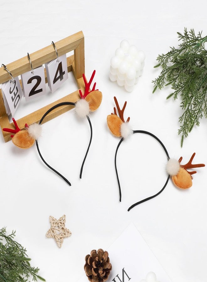 Etercycle Antler Headband, Cute Deer Ear Christmas Headbands for Women, Red Elk Hair Bands Reindeer Christmas Party Headbands - Image 4