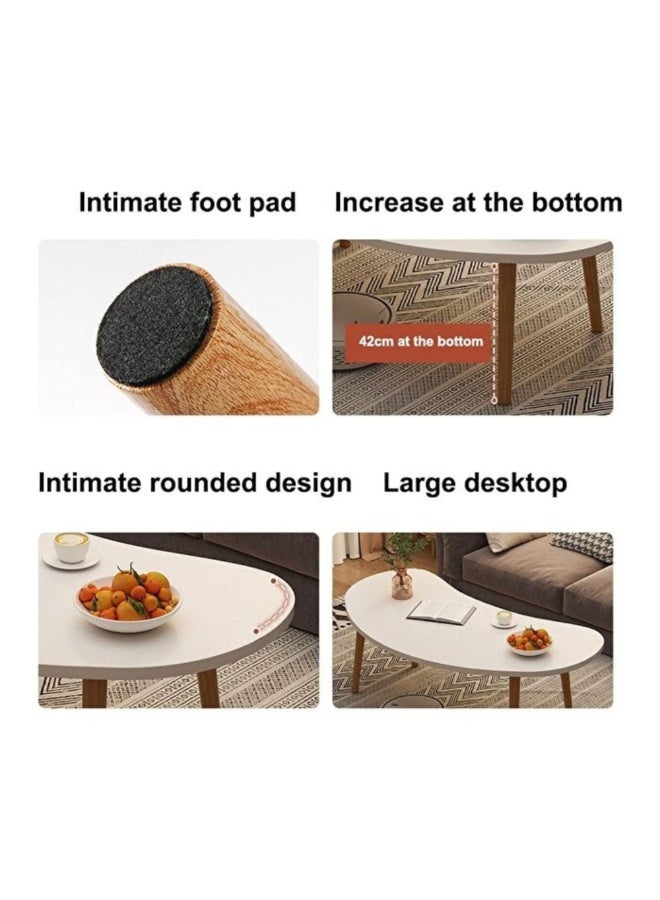 Modern Cloud-Shaped Coffee Table Set, White, Wood Legs, Nesting Design, Living Room Furniture, Contemporary Scandinavian Style (Classic) - Image 5