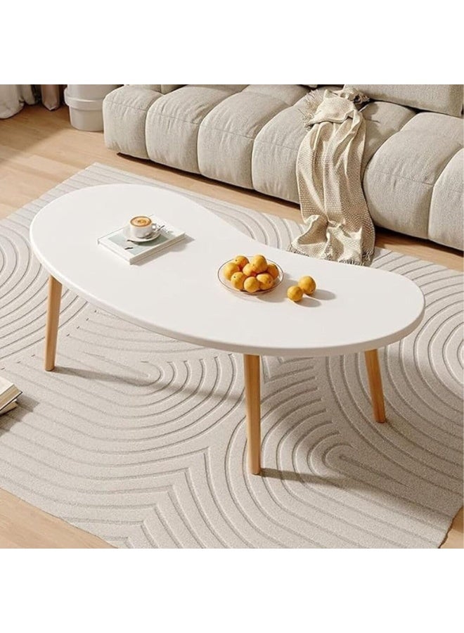 Modern Cloud-Shaped Coffee Table Set, White, Wood Legs, Nesting Design, Living Room Furniture, Contemporary Scandinavian Style (Classic) - Image 3