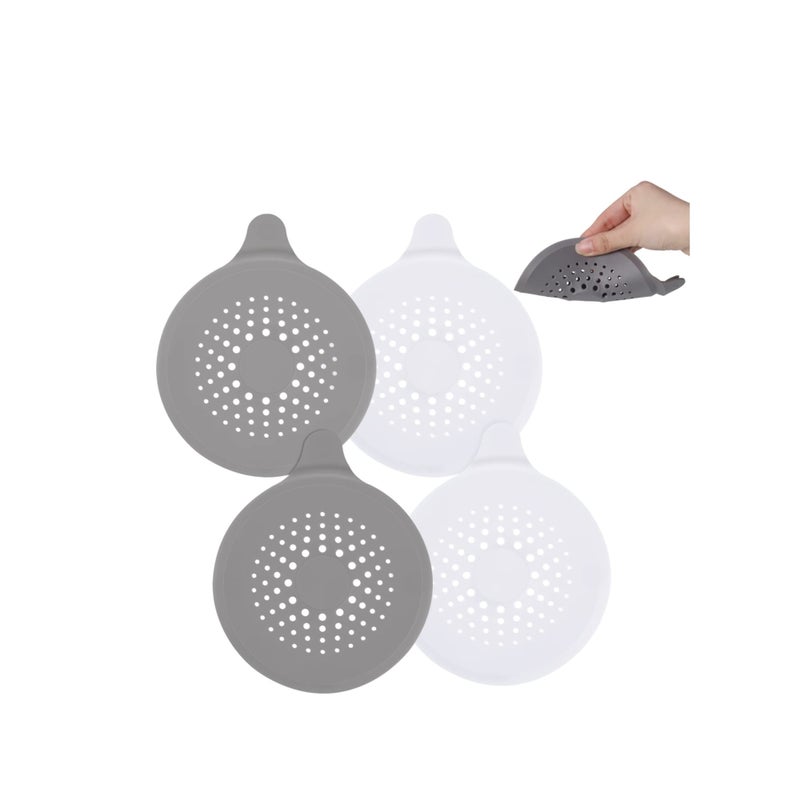 SOLARAE Shower Drain Hair Catcher, 4 Pcs Silicone Drain Protector, Sink Strainer Protector, with Suction Cups Strainer Trap, Strainer Plug Trap Filter Drain Covers for Sinks Bathroom, Bathtub, Kitchen - Image 1