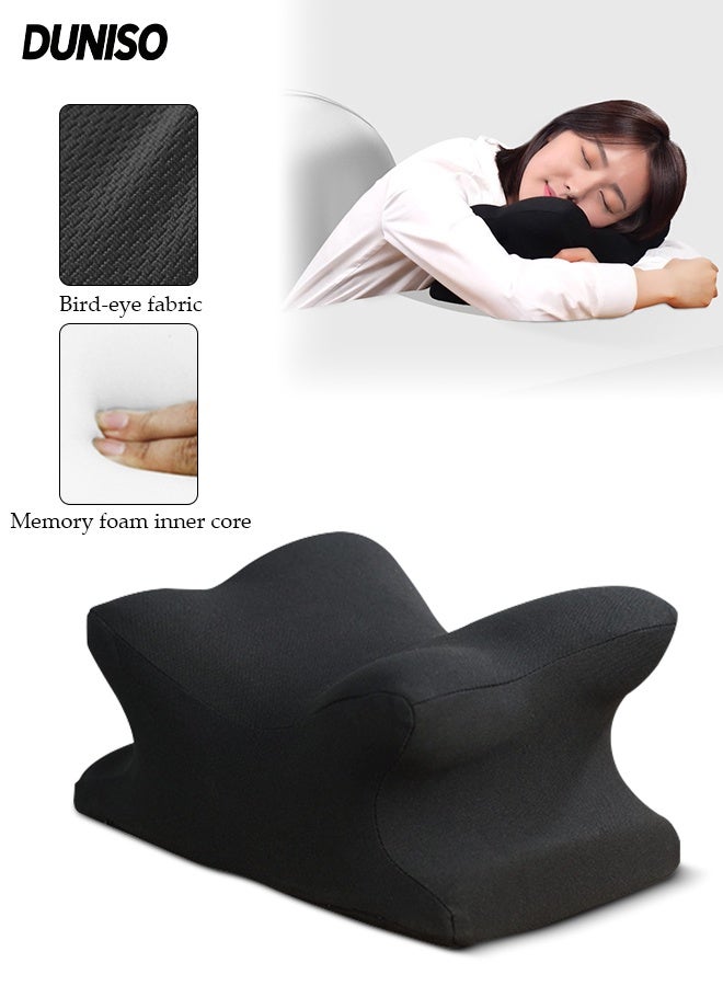 DUNISO Nap Pillow，Versatile Use Memory Foam Desk Pillow，Slow Rebound Desk Nap Pillow，for Office School Travel，Black - Image 1