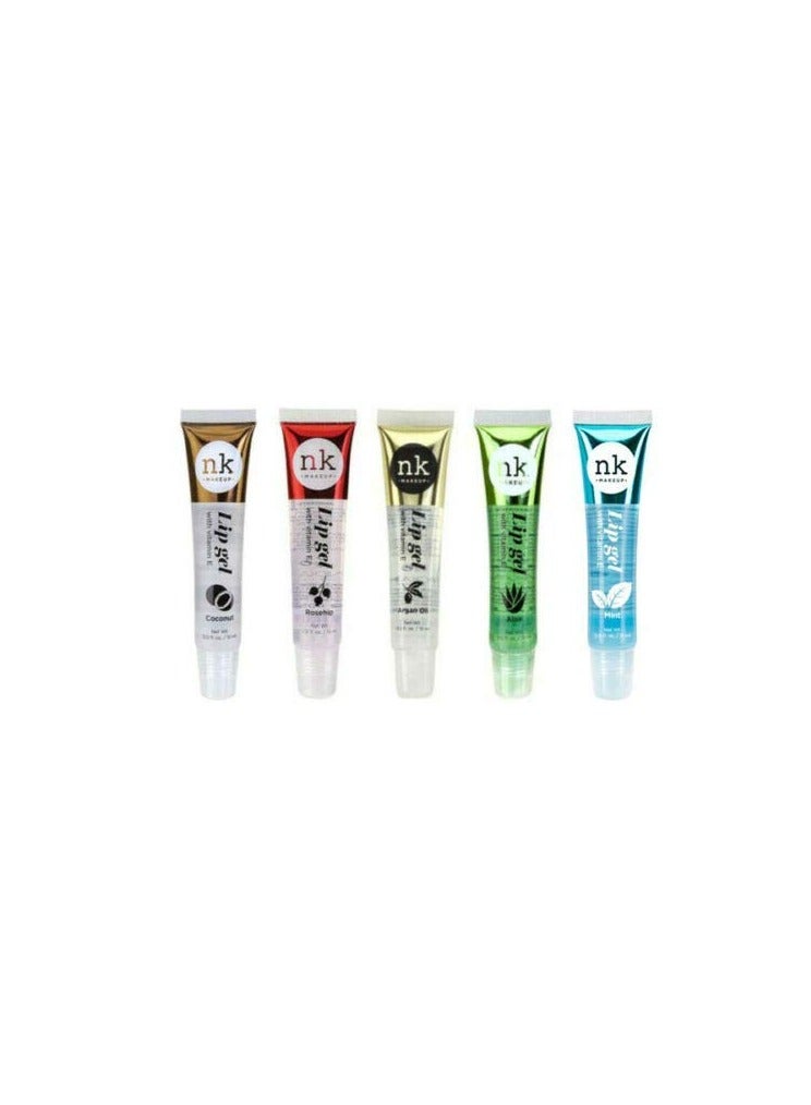 Nicka K New York [5PCS] NK Lip Gel Rosehip Argan Oil Mint Aloe Coconut Moisturizing Clear Gloss - Image 1