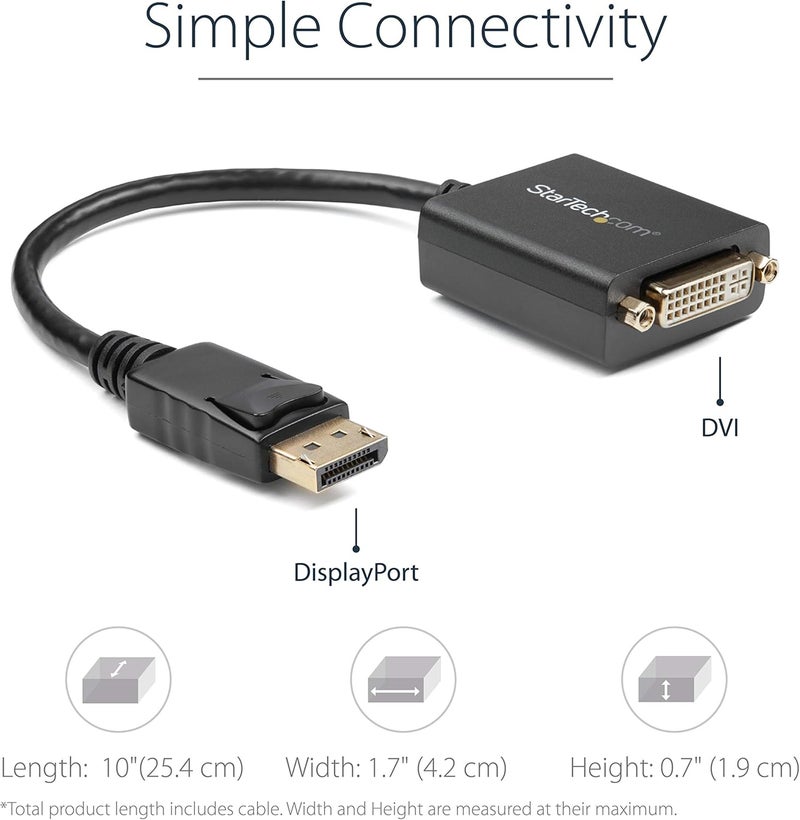 Star Tech Displayport To Dvi Adapter M/F Dp To Dvi Converter 1920x1200 1080p - Image 3