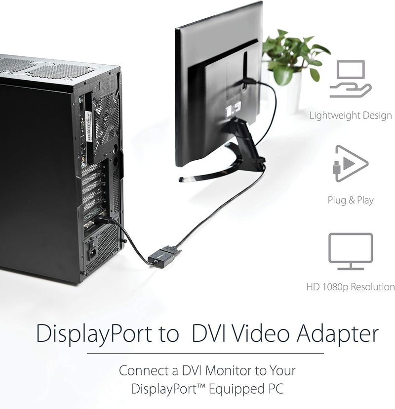 Star Tech Displayport To Dvi Adapter M/F Dp To Dvi Converter 1920x1200 1080p - Image 2