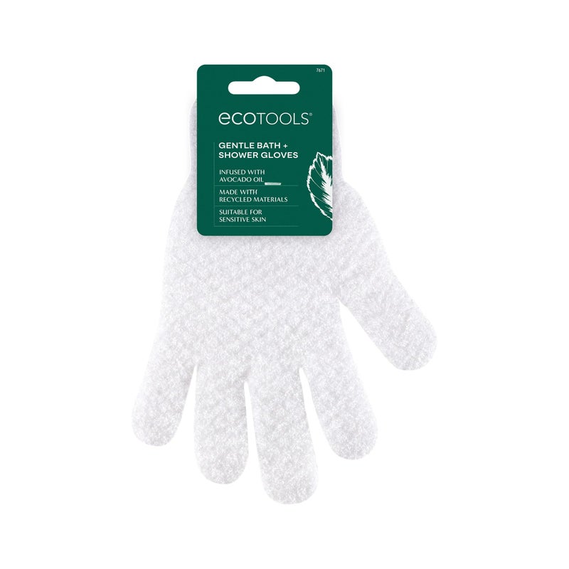 EcoTools Gentle Bath + Shower Gloves, Exfoliating Gloves Remove Dead Skin & Cleanse The Whole Body, Bath Gloves Infused with Avocado Oil to Scrub & Hydrate, Cruelty Free, 1 Pair (2 Gloves) - Image 2