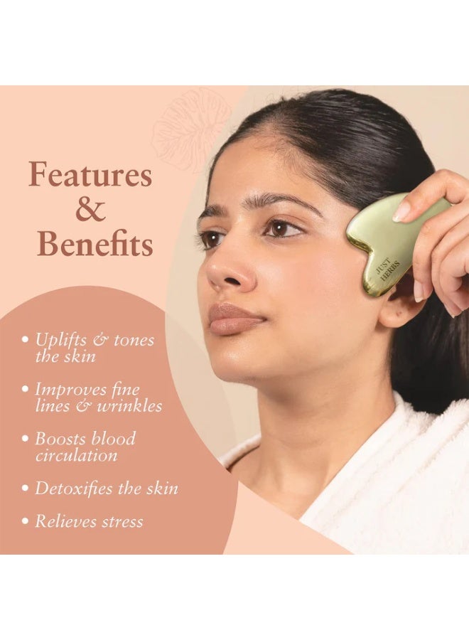 Just Herbs Ayurvedic Kansa Gua Sha: Facial Massage Tool for Radiance, Contouring & Stress Relief - For Men & Women - 144g - Image 2