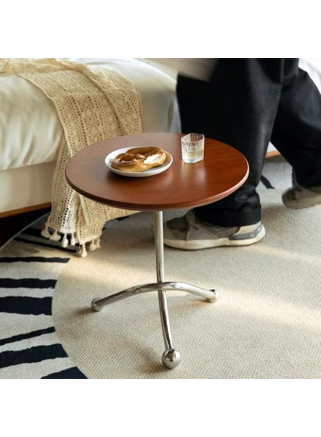 هيومان جوي طاولة جانبية مستديرة صغيرة أنيقة مع إطار من الفولاذ المقاوم للصدأ، لغرفة المعيشة وشرفة الترفيه، بني - Image 2