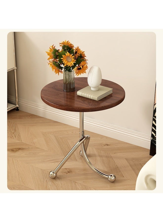 هيومان جوي طاولة جانبية مستديرة صغيرة أنيقة مع إطار من الفولاذ المقاوم للصدأ، لغرفة المعيشة وشرفة الترفيه، بني - Image 3