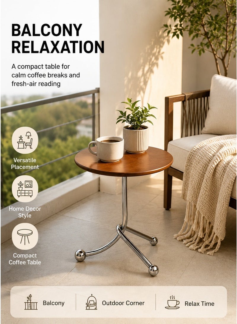 HUMJO Small Table Sofa Side Table, End Table with Modern Cross Leg Stainless Steel Frame, Compact Coffee Table for Living Room Bedroom, Serving Table for Home Decor - Image 5