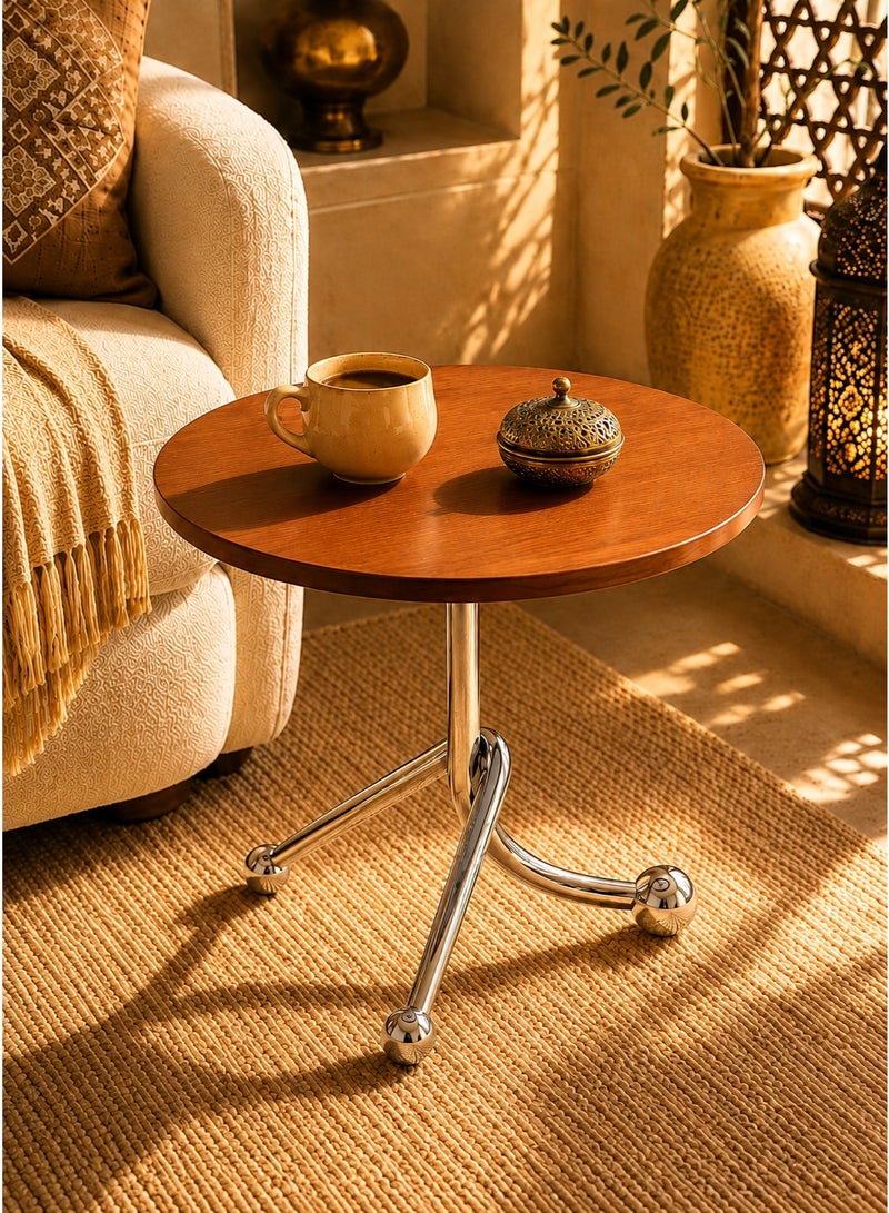 HUMJO Small Table Sofa Side Table, End Table with Modern Cross Leg Stainless Steel Frame, Compact Coffee Table for Living Room Bedroom, Serving Table for Home Decor - Image 1