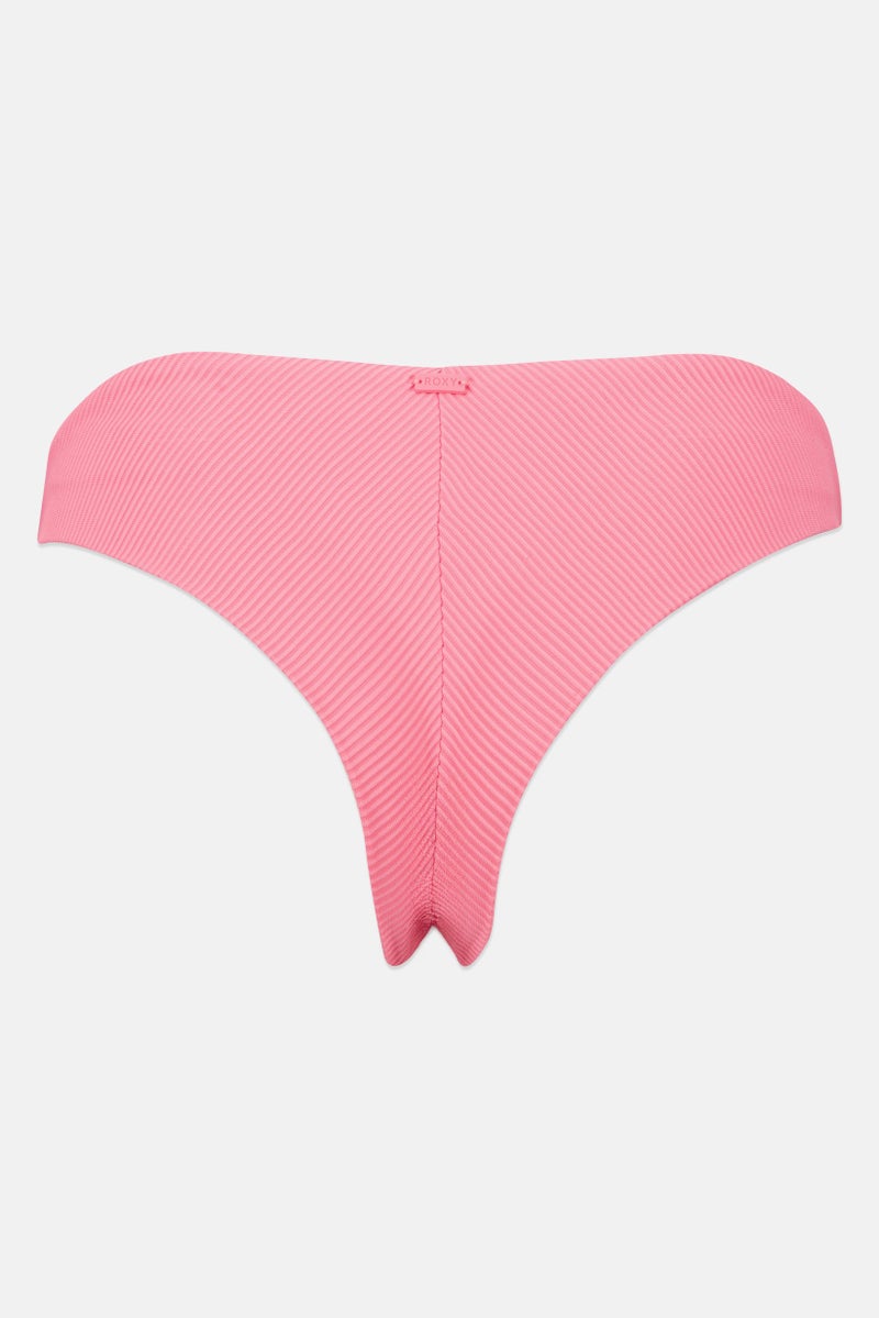 Roxy Women Ribbed Bikini Bottom, Pink - Image 3
