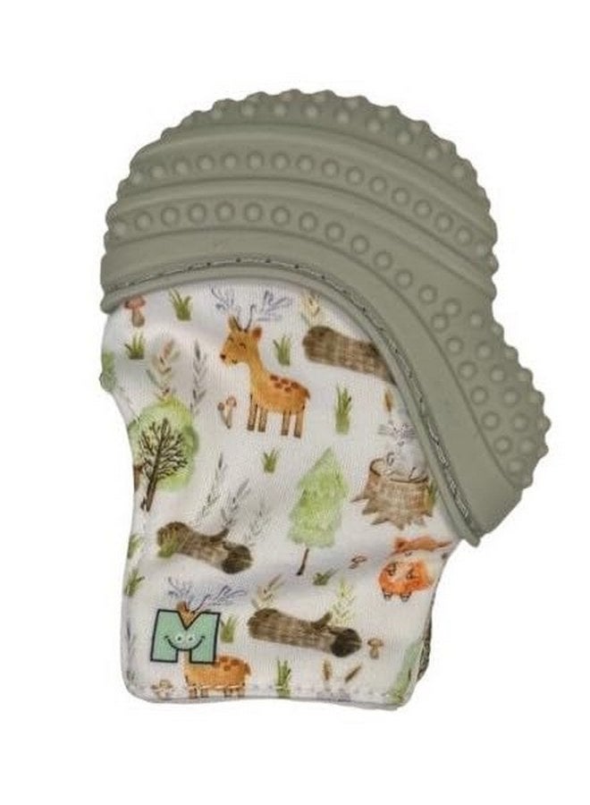 Malarkey Kids Malarkey Kids Baby Teething Mitten, Munch Mitt Baby Chew Toy - Protects Hands from Chewing & Saliva, Heals Aching Gums, Promotes Sound & Visual Stimulation for Babies Up to 1-Year-Old (Grey Woodland) - Image 1