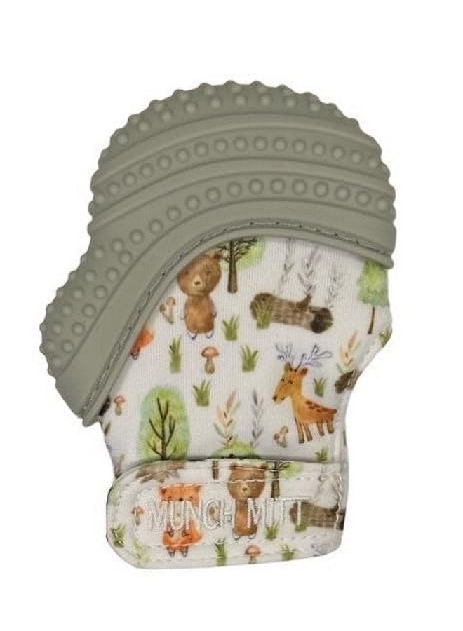 Malarkey Kids Malarkey Kids Baby Teething Mitten, Munch Mitt Baby Chew Toy - Protects Hands from Chewing & Saliva, Heals Aching Gums, Promotes Sound & Visual Stimulation for Babies Up to 1-Year-Old (Grey Woodland) - Image 3
