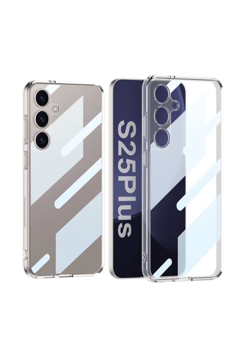 Crystal Transparent protection Case Compatible with Samsung Galaxy S25 Plus (2025) Shockproof Full Coverage Slim and Hard Phone Cover and Support Wireless Charging with Pen Slot Design