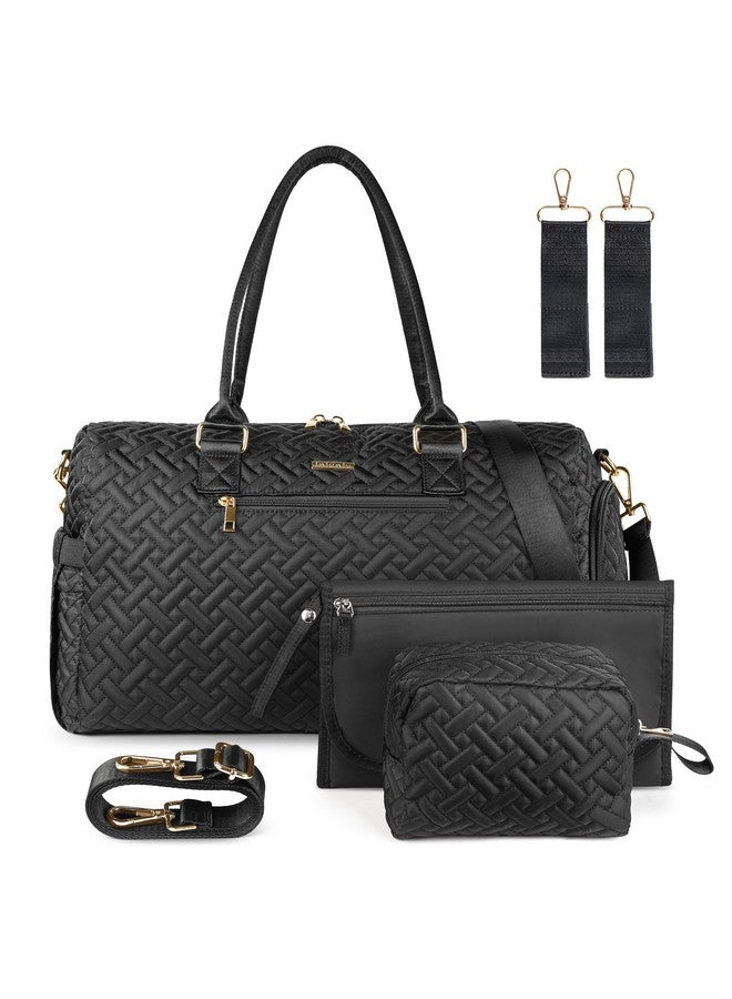 iniuniu Diaper Bag Tote, Large Diaper Baby Bag With Cosmetic Bag Changing Pad, Multifunction Waterproof Travel Bag Mommy Bag, Black  - Image 1