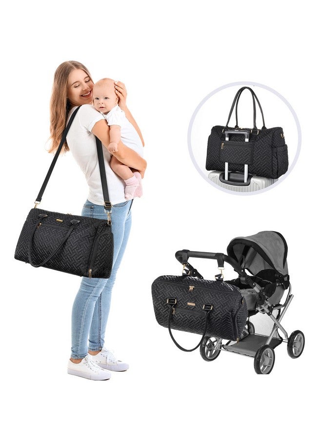 iniuniu Diaper Bag Tote, Large Diaper Baby Bag With Cosmetic Bag Changing Pad, Multifunction Waterproof Travel Bag Mommy Bag, Black  - Image 3