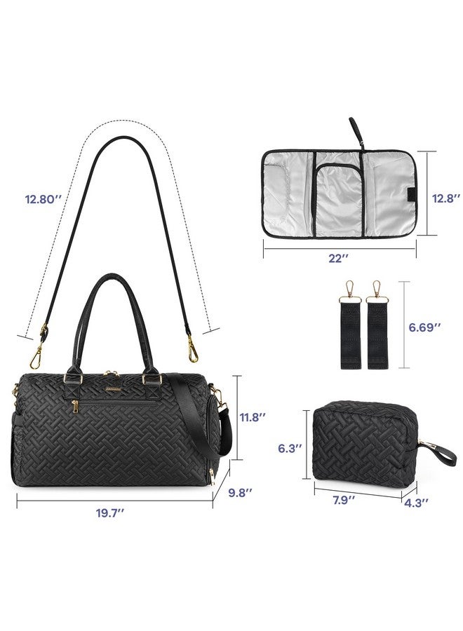 iniuniu Diaper Bag Tote, Large Diaper Baby Bag With Cosmetic Bag Changing Pad, Multifunction Waterproof Travel Bag Mommy Bag, Black  - Image 4