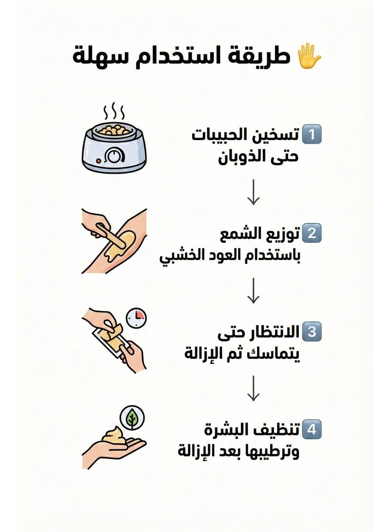 بولاند لورا مجموعة حبيبات إزالة الشعر بالشمع – 600 جرام + 40 عود خشبي - Image 3