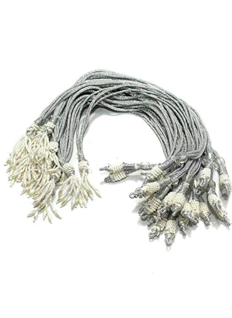 Beadsnfashion - Beadsnfashion Adjustable Pearl Necklace Back Rope Dori Silver for Jewellery Making, Pack of 12 Pcs - Image 1