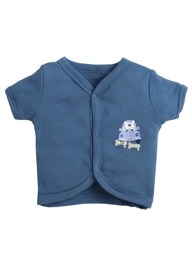 EIO Newborn Baby Cotton Jabla Set (Pack of 4) | Soft Breathable Front-Open Vests for Infants | Gentle on Skin | Unisex Baby Essentials (in, Age, 0 Months, 3 Months, Regular, Blue) - Image 2