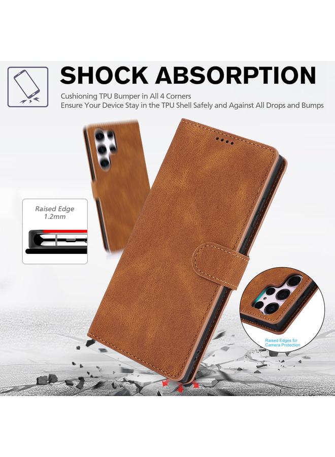 اس-توب جراب لهاتف Samsung Galaxy S24 Ultra 5G، جراب هاتف من الجلد بملمس جلد العجل الخيالي - Image 5