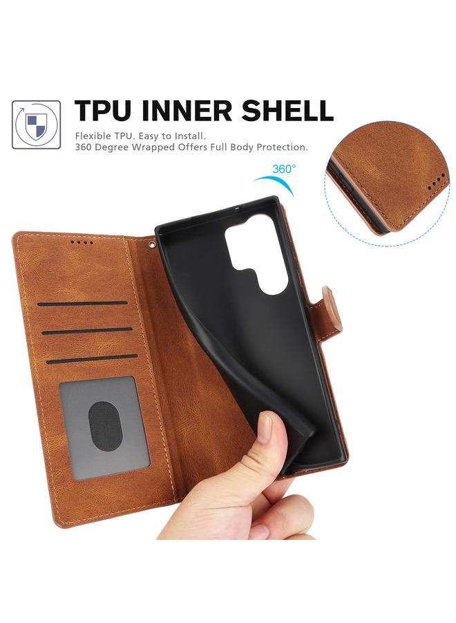 اس-توب جراب لهاتف Samsung Galaxy S24 Ultra 5G، جراب هاتف من الجلد بملمس جلد العجل الخيالي - Image 4