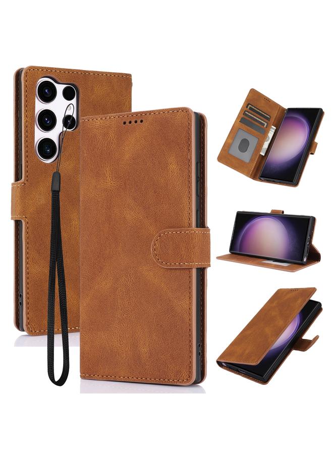 اس-توب جراب لهاتف Samsung Galaxy S24 Ultra 5G، جراب هاتف من الجلد بملمس جلد العجل الخيالي - Image 1