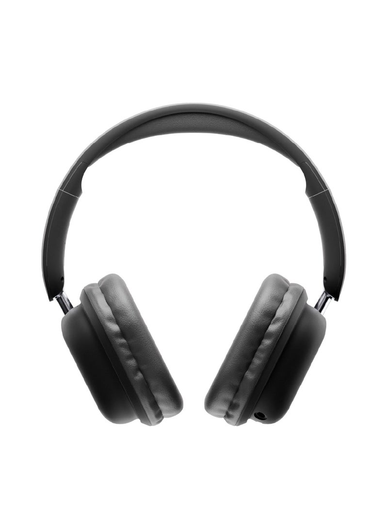 جوس سماعات رأس لاسلكية Juice Cans Pace فوق الأذن - وقت تشغيل يصل إلى 35 ساعة، قابلة للطي، مؤشر بطارية LED، وسائد أذن ناعمة مبطنة، شحن سريع لمدة ساعتين - أسود - Image 1