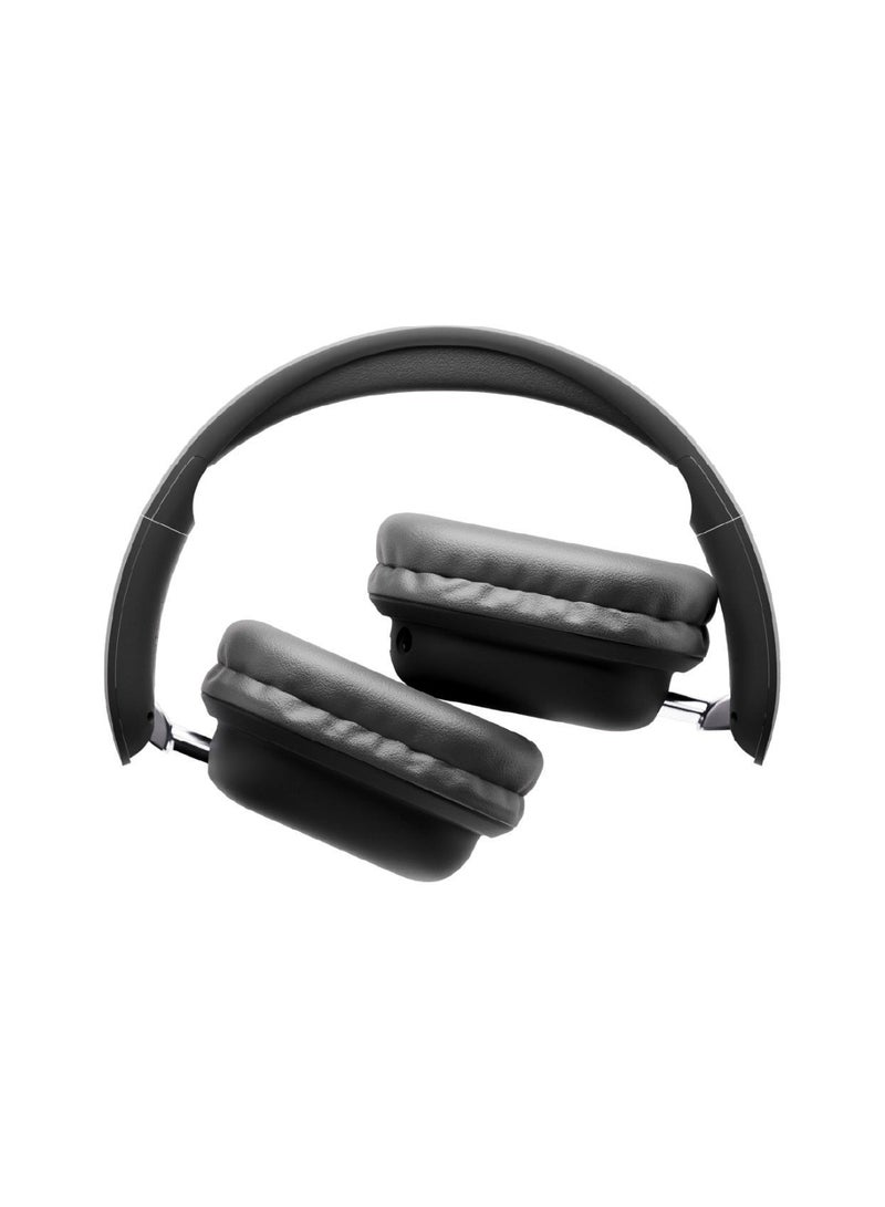 جوس سماعات رأس لاسلكية Juice Cans Pace فوق الأذن - وقت تشغيل يصل إلى 35 ساعة، قابلة للطي، مؤشر بطارية LED، وسائد أذن ناعمة مبطنة، شحن سريع لمدة ساعتين - أسود - Image 2