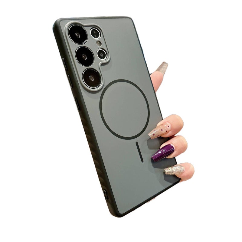 غطاء MagSafe بHard Shell لـ Samsung Galaxy S24 باللون أسود مغناطيسي مع لمسة نهائية غير لامعة وتصميم ثنائي اللون مع مغناطيس قوي مع ملمس ناعم للحمل اليومي للاستخدام المتكرر - Image 1