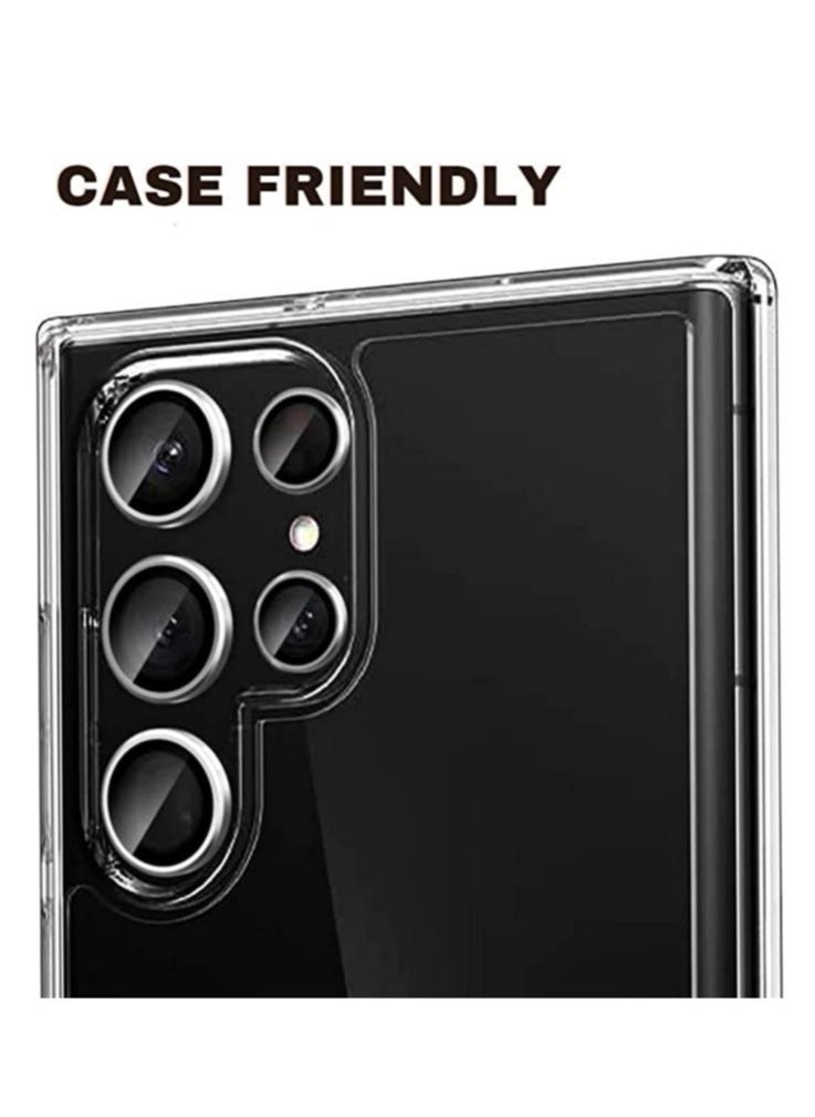 Raxoom Samsung Galaxy S23 Ultra Camera Lens Protector, 9H Tempered Glass Camera Cover Screen Protector Metal Individual Ring, S23 Ultra 5G 2023 (Silver) - Image 3